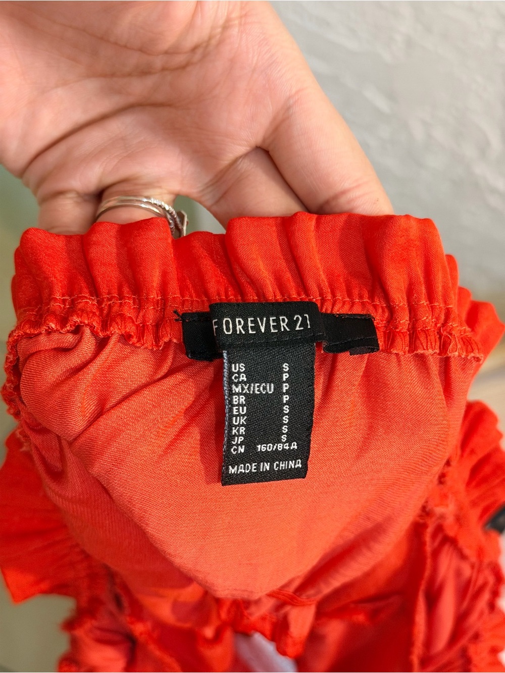Off-Shoulder Ruffled Crop Top - Orange - Picture 2 of 2